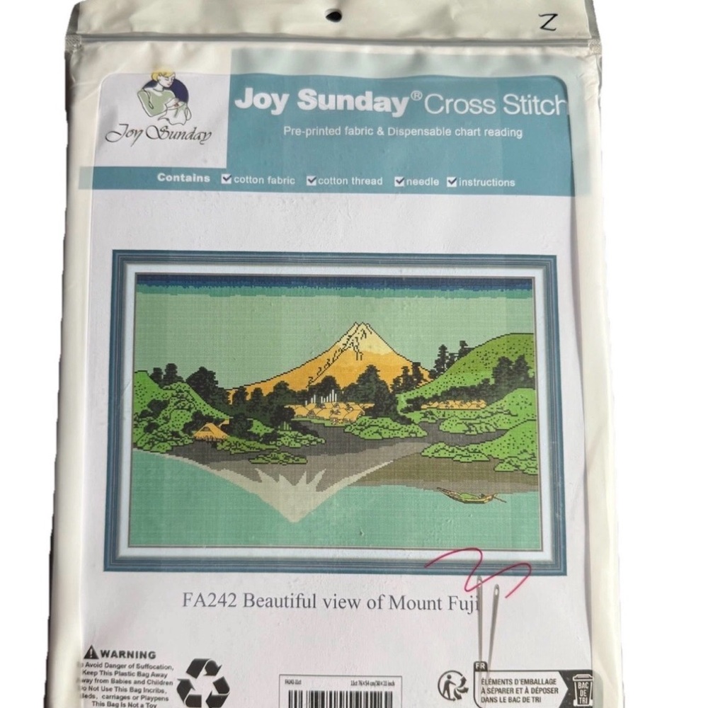 Joy Sunday Cross Stitch Kit - Scenic Mount Fuji with Green and Blue Z